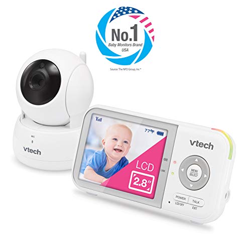 VTech VM819 Baby Monitor, 2.8” Screen, Night Vision, 2-Way Audio, Temperature Sensor and Lullabies, Secure Transmission No WiFi