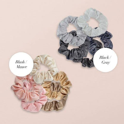 Kitsch 5 Count Velvet Hair Scrunchies for Women - Hair Ties for Thick Hair, Girls, Women, Cute Scrunchies, Soft Hair Accessories, Blush/Mauve