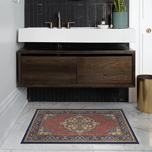 RUGGABLE Disney Traditional Mickey Mouse Washable Rug - Perfect Area Rug for Nursery Playroom Kids Room - Pet &amp; Child Friendly - Stain &amp; Water Resistant - Damask Grey 3&
