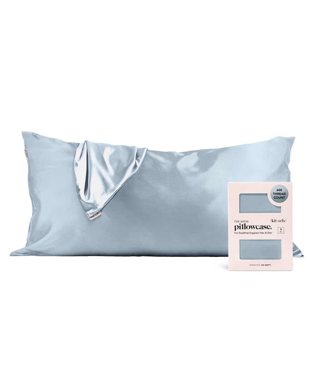 Kitsch Satin Pillowcase with Zipper for Hair &amp; Skin, Softer Than Silk Pillow Cases Queen, Smooth Pillow Covers, Machine Washable, Wrinkle-Free, Cooling Satin Pillow Cases Standard Size 19&quot;x26&quot;, Ivory