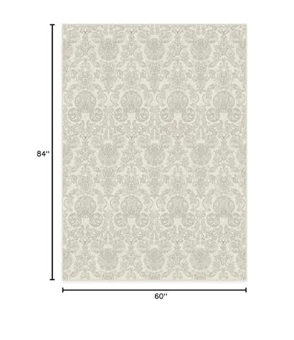RUGGABLE Disney Traditional Mickey Mouse Washable Rug - Perfect Area Rug for Nursery Playroom Kids Room - Pet &amp; Child Friendly - Stain &amp; Water Resistant - Damask Grey 3&