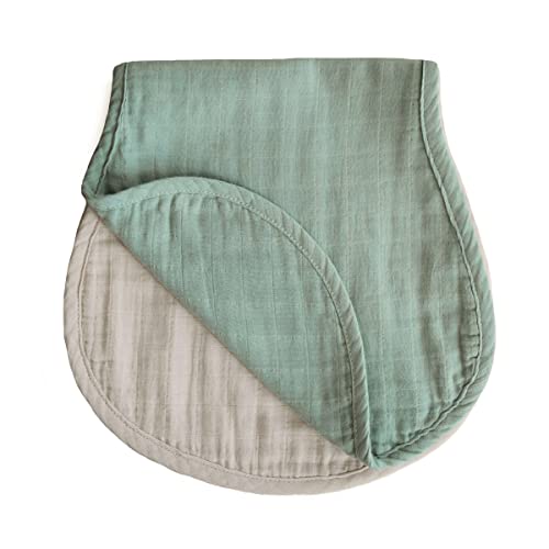 mushie Muslin Baby Burp Cloths | 100% Organic Cotton, Set of 2 (Olive Check/Natural Check)