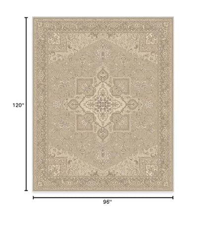 RUGGABLE Maral Heriz Washable Rug - Perfect Vintage Area Rug for Living Room Bedroom Kitchen - Pet &amp; Child Friendly - Stain &amp; Water Resistant - Creme 3&