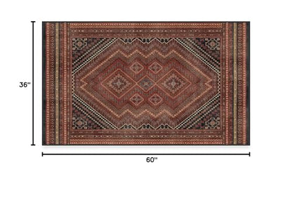 RUGGABLE Kaden Washable Rug - Perfect Vintage Area Rug for Living Room Bedroom Kitchen - Pet &amp; Child Friendly - Stain &amp; Water Resistant - Amber Red 3&