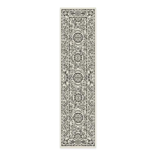 RUGGABLE Washable 2x3 Area Rug, Delphina Delft Blue, Premium Vintage Rugs for Living Room, Bedroom, Kitchen, Office, Classroom with Gripper Non Slip Pad