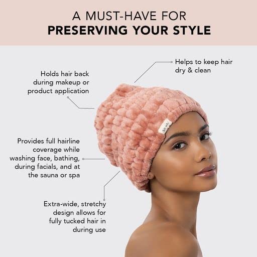 Kitsch Spa Extra Wide Facial Headband - Multipurpose Skincare Spa Headband for Washing Face - Makeup Headband &amp; Skincare Headband for Women - Hair Band Ideal for Face Wash (Misty Blue)