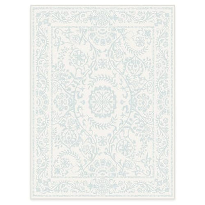 RUGGABLE Washable 2x3 Area Rug, Delphina Delft Blue, Premium Vintage Rugs for Living Room, Bedroom, Kitchen, Office, Classroom with Gripper Non Slip Pad