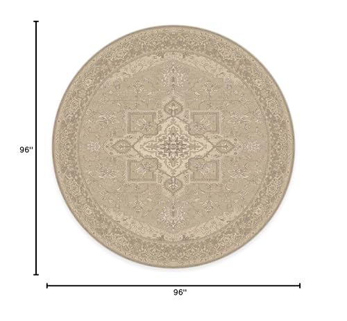 RUGGABLE Maral Heriz Washable Rug - Perfect Vintage Area Rug for Living Room Bedroom Kitchen - Pet &amp; Child Friendly - Stain &amp; Water Resistant - Creme 3&