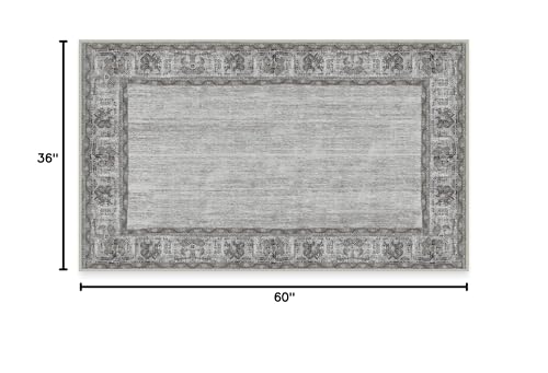 RUGGABLE Zinnia Runner Rug - Perfect Boho Washable Rug for Entryway Hallway Kitchen - Pet &amp; Child Friendly - Stain &amp; Water Resistant - Grey 2.5&