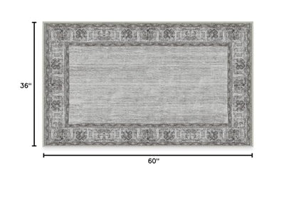 RUGGABLE Zinnia Runner Rug - Perfect Boho Washable Rug for Entryway Hallway Kitchen - Pet &amp; Child Friendly - Stain &amp; Water Resistant - Grey 2.5&