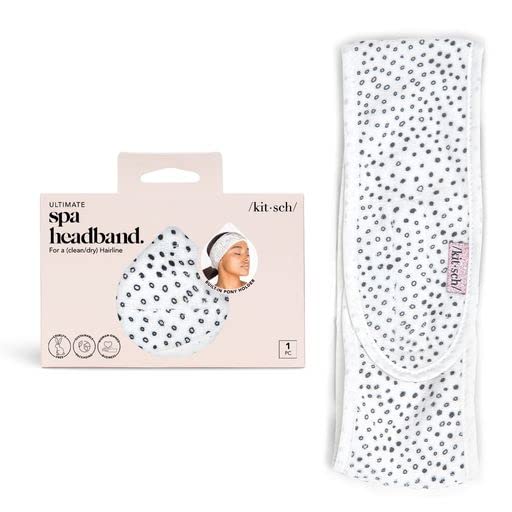 Kitsch Spa Multifunctional Microfiber Headband - Facial Skincare and Hair Band for Makeup Application, Face Washing | Micro Dot Design