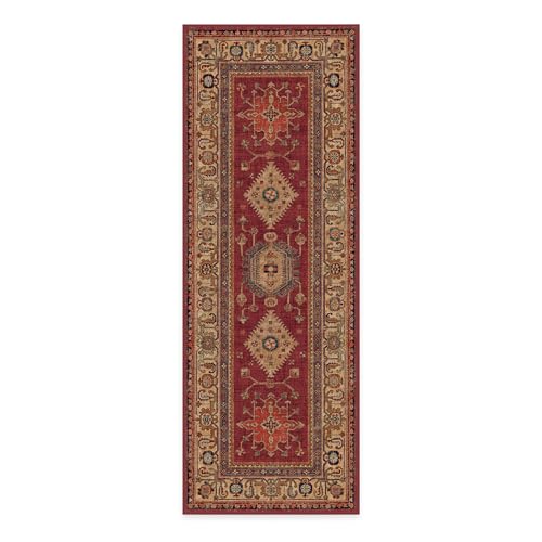RUGGABLE – Cambria Ruby – Machine Washable Runner Rug – Pet &amp; Child Friendly – Stain &amp; Water Resistant – Non-Slip – 2.5&