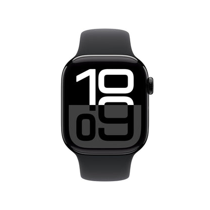 Apple Watch Series 10 [GPS 46mm] Smartwatch with Jet Black Aluminium Case with Black Sport Band. Fitness Tracker, ECG App, Always-On Retina Display, Water-Resistant