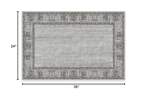 RUGGABLE Zinnia Runner Rug - Perfect Boho Washable Rug for Entryway Hallway Kitchen - Pet &amp; Child Friendly - Stain &amp; Water Resistant - Grey 2.5&