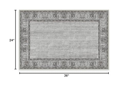 RUGGABLE Zinnia Runner Rug - Perfect Boho Washable Rug for Entryway Hallway Kitchen - Pet &amp; Child Friendly - Stain &amp; Water Resistant - Grey 2.5&
