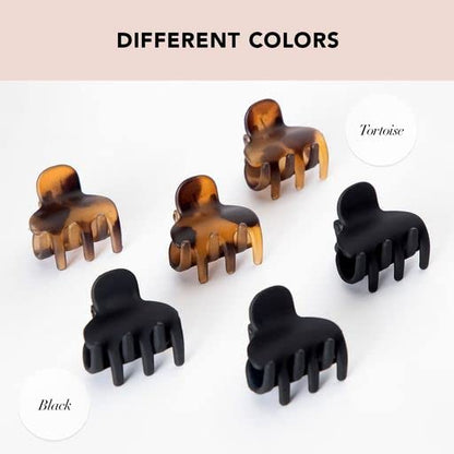 Kitsch Small Hair Clips for Women, Recycled Plastic Small Claw Clips &amp; Mini Claw Clips for Hair, Mini Hair Clips for Thin Hair, Tiny Jaw Clip for Hair, 16 pcs (Tortoise &amp; Black)