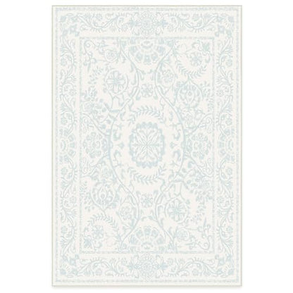 RUGGABLE Washable 2x3 Area Rug, Delphina Delft Blue, Premium Vintage Rugs for Living Room, Bedroom, Kitchen, Office, Classroom with Gripper Non Slip Pad