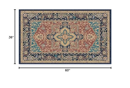 RUGGABLE Maral Heriz Washable Rug - Perfect Vintage Area Rug for Living Room Bedroom Kitchen - Pet &amp; Child Friendly - Stain &amp; Water Resistant - Creme 3&