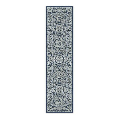 RUGGABLE Washable 2x3 Area Rug, Delphina Delft Blue, Premium Vintage Rugs for Living Room, Bedroom, Kitchen, Office, Classroom with Gripper Non Slip Pad