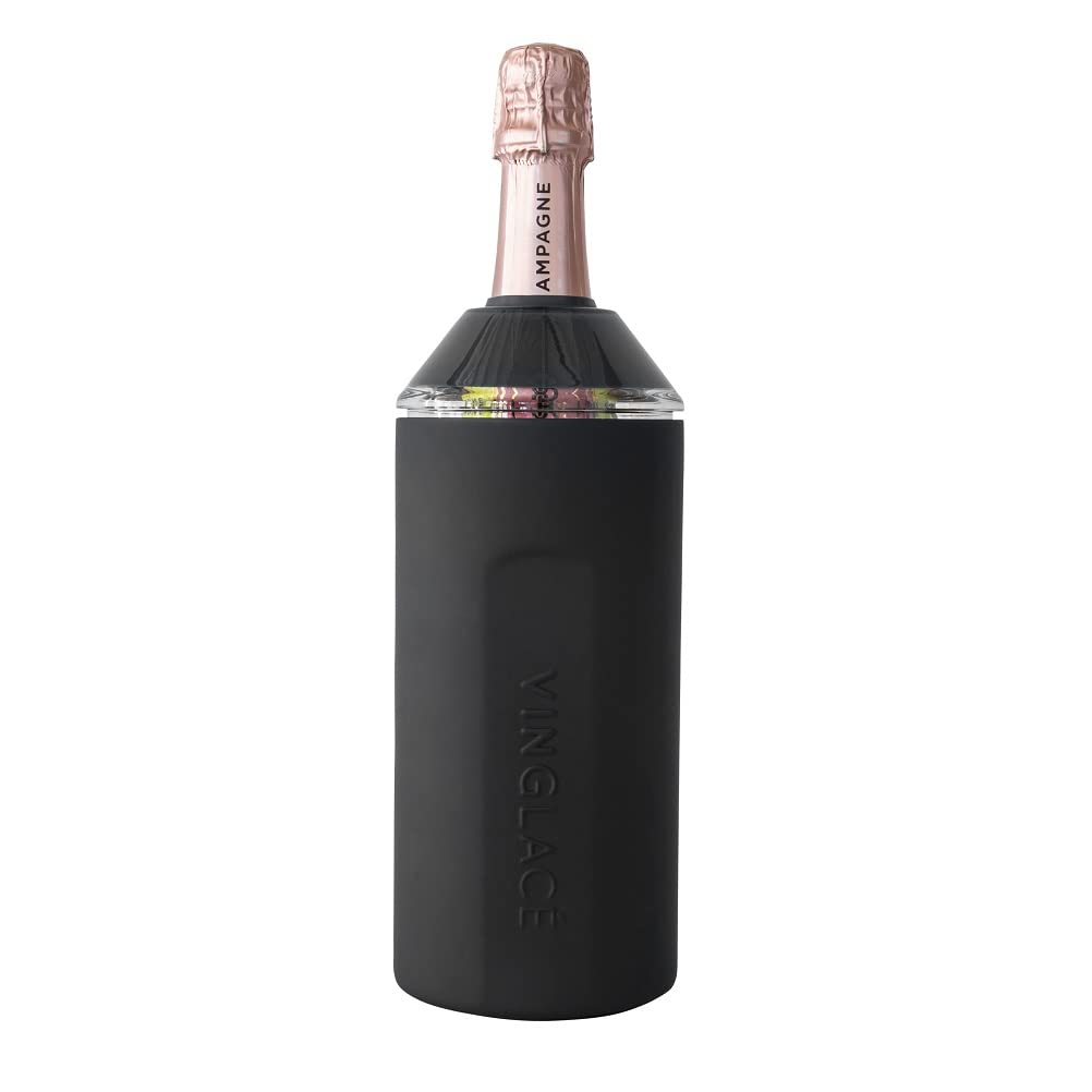 Vinglacé Wine Bottle Chiller- Portable Champagne Insulator- Stainless Steel Wine Cooler Sleeve, White