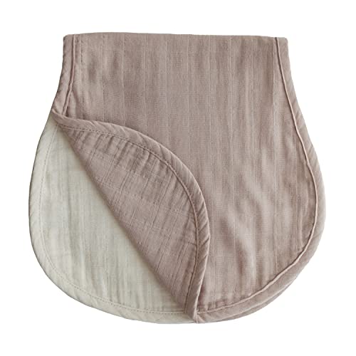 mushie Muslin Baby Burp Cloths | 100% Organic Cotton, Set of 2 (Olive Check/Natural Check)