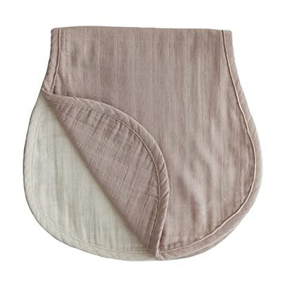 mushie Muslin Baby Burp Cloths | 100% Organic Cotton, Set of 2 (Olive Check/Natural Check)
