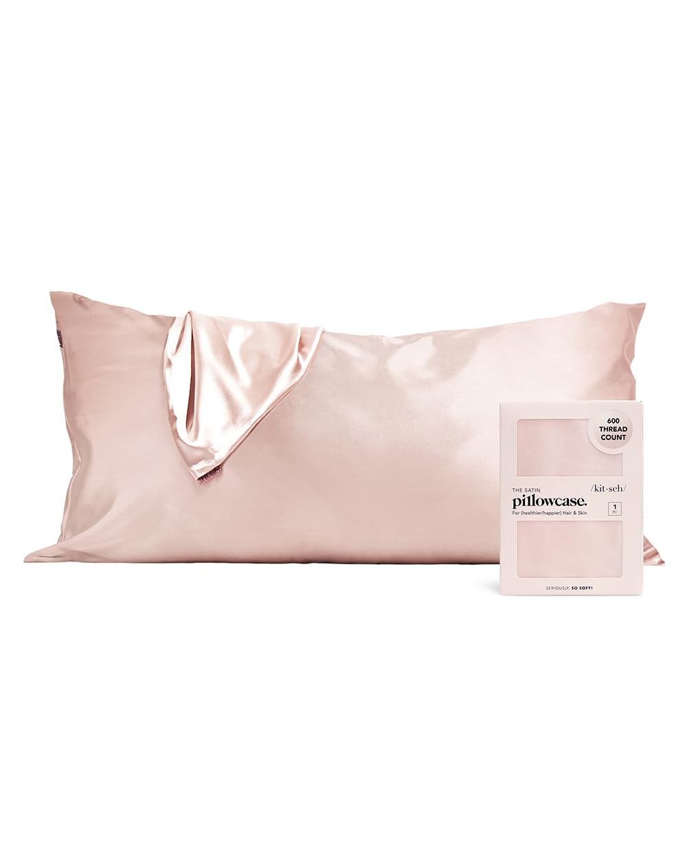 Kitsch Satin Pillowcase with Zipper for Hair &amp; Skin, Softer Than Silk Pillow Cases Queen, Smooth Pillow Covers, Machine Washable, Wrinkle-Free, Cooling Satin Pillow Cases Standard Size 19&quot;x26&quot;, Ivory