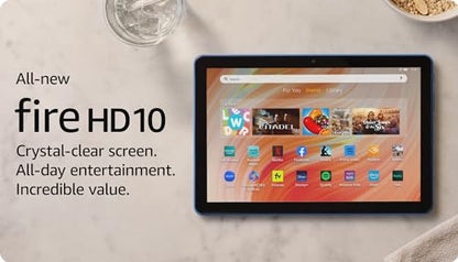 Amazon Fire HD 10 tablet (newest model) built for relaxation, 10.1&quot; vibrant Full HD screen, octa-core processor, 3 GB RAM, 32 GB, Ocean