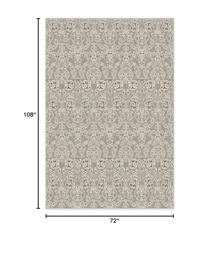 RUGGABLE Disney Traditional Mickey Mouse Washable Rug - Perfect Area Rug for Nursery Playroom Kids Room - Pet &amp; Child Friendly - Stain &amp; Water Resistant - Damask Grey 3&
