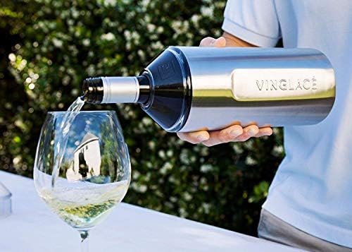 Vinglacé Wine Bottle Chiller- Portable Champagne Insulator- Stainless Steel Wine Cooler Sleeve, White
