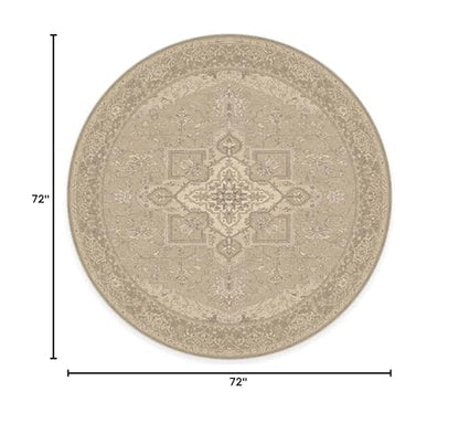 RUGGABLE Maral Heriz Washable Rug - Perfect Vintage Area Rug for Living Room Bedroom Kitchen - Pet &amp; Child Friendly - Stain &amp; Water Resistant - Creme 3&