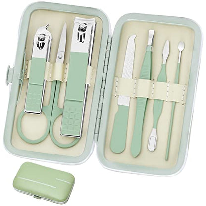 Manicure Set Professional Grooming Kits, Nail Clippers Pedicure Kit 8pcs Nail Kit Pedicure Set Tools with Aceoce Travel Case for Women Men Home or Salon Gift