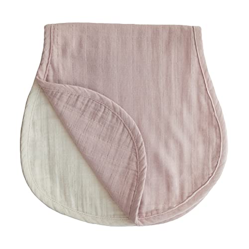 mushie Muslin Baby Burp Cloths | 100% Organic Cotton, Set of 2 (Olive Check/Natural Check)