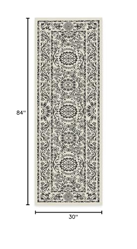 RUGGABLE Washable 2x3 Area Rug, Delphina Delft Blue, Premium Vintage Rugs for Living Room, Bedroom, Kitchen, Office, Classroom with Gripper Non Slip Pad