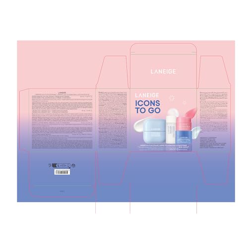 LANEIGE Icons To Go &amp; Besties Set: Water Bank Cream, Cream Skin, Water Sleeping Mask, Lip Sleeping Mask, Hyaluronic Acid, Squalane, Coconut Oil, Vitamin C, Travel Friendly
