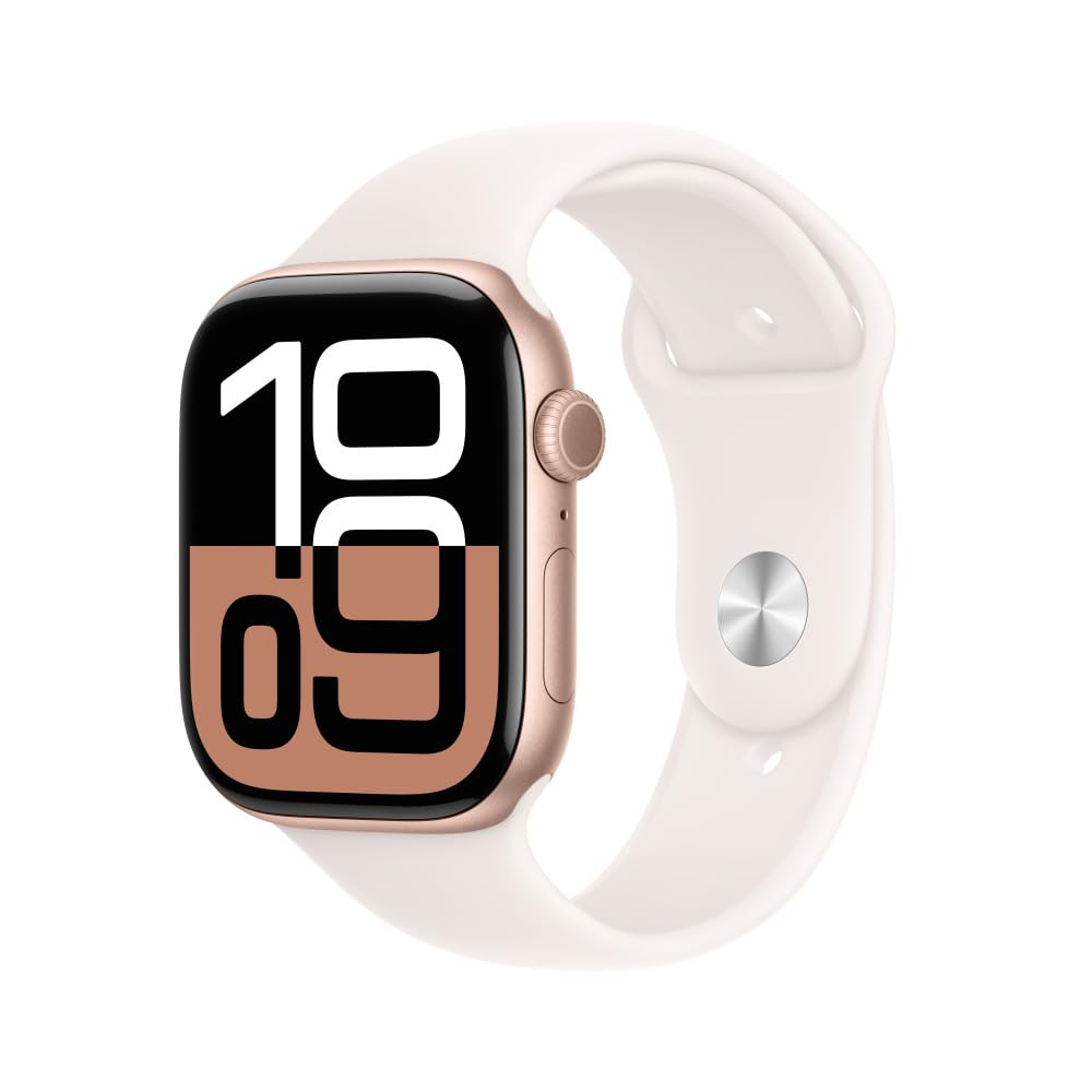 Apple Watch Series 10 [GPS 46mm] Smartwatch with Jet Black Aluminium Case with Black Sport Band. Fitness Tracker, ECG App, Always-On Retina Display, Water-Resistant