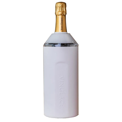 Vinglacé Wine Bottle Chiller- Portable Champagne Insulator- Stainless Steel Wine Cooler Sleeve, White