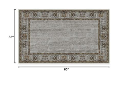 RUGGABLE Zinnia Runner Rug - Perfect Boho Washable Rug for Entryway Hallway Kitchen - Pet &amp; Child Friendly - Stain &amp; Water Resistant - Grey 2.5&