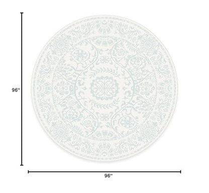 RUGGABLE Washable 2x3 Area Rug, Delphina Delft Blue, Premium Vintage Rugs for Living Room, Bedroom, Kitchen, Office, Classroom with Gripper Non Slip Pad