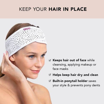 Kitsch Spa Multifunctional Microfiber Headband - Facial Skincare and Hair Band for Makeup Application, Face Washing | Micro Dot Design