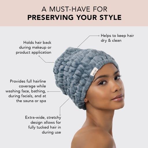 Kitsch Spa Extra Wide Facial Headband - Multipurpose Skincare Spa Headband for Washing Face - Makeup Headband &amp; Skincare Headband for Women - Hair Band Ideal for Face Wash (Misty Blue)