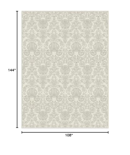 RUGGABLE Disney Traditional Mickey Mouse Washable Rug - Perfect Area Rug for Nursery Playroom Kids Room - Pet &amp; Child Friendly - Stain &amp; Water Resistant - Damask Grey 3&