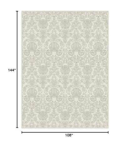 RUGGABLE Disney Traditional Mickey Mouse Washable Rug - Perfect Area Rug for Nursery Playroom Kids Room - Pet &amp; Child Friendly - Stain &amp; Water Resistant - Damask Grey 3&