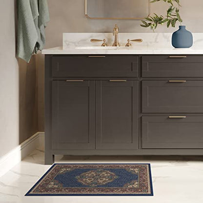 RUGGABLE Disney Traditional Mickey Mouse Washable Rug - Perfect Area Rug for Nursery Playroom Kids Room - Pet &amp; Child Friendly - Stain &amp; Water Resistant - Damask Grey 3&