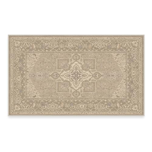 RUGGABLE Maral Heriz Washable Rug - Perfect Vintage Area Rug for Living Room Bedroom Kitchen - Pet &amp; Child Friendly - Stain &amp; Water Resistant - Creme 3&