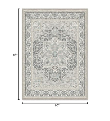 RUGGABLE Hendesi Heriz Washable Rug - Perfect Antique Vintage Area Rug for Living Room Bedroom Kitchen - Pet &amp; Child Friendly - Stain &amp; Water Resistant, Non-Slip - Abalone 2&