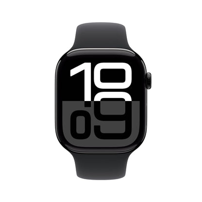 Apple Watch Series 10 [GPS 46mm] Smartwatch with Jet Black Aluminium Case with Black Sport Band. Fitness Tracker, ECG App, Always-On Retina Display, Water-Resistant