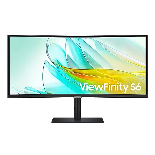 SAMSUNG 34-Inch ViewFinity S65TC Series Ultra-WQHD 1000R Curved Computer Monitor, HDR10, 100Hz, AMD FreeSync, Thunderbolt 4, Height Adjustable Stand, Built-in Speakers, Eye Care, LS34C650TANXGO, 2024