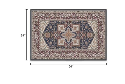 RUGGABLE Maral Heriz Washable Rug - Perfect Vintage Area Rug for Living Room Bedroom Kitchen - Pet &amp; Child Friendly - Stain &amp; Water Resistant - Creme 3&