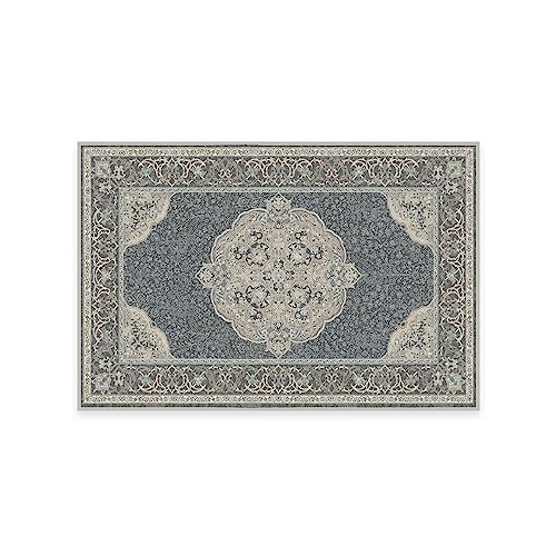RUGGABLE Disney Traditional Mickey Mouse Washable Rug - Perfect Area Rug for Nursery Playroom Kids Room - Pet &amp; Child Friendly - Stain &amp; Water Resistant - Damask Grey 3&